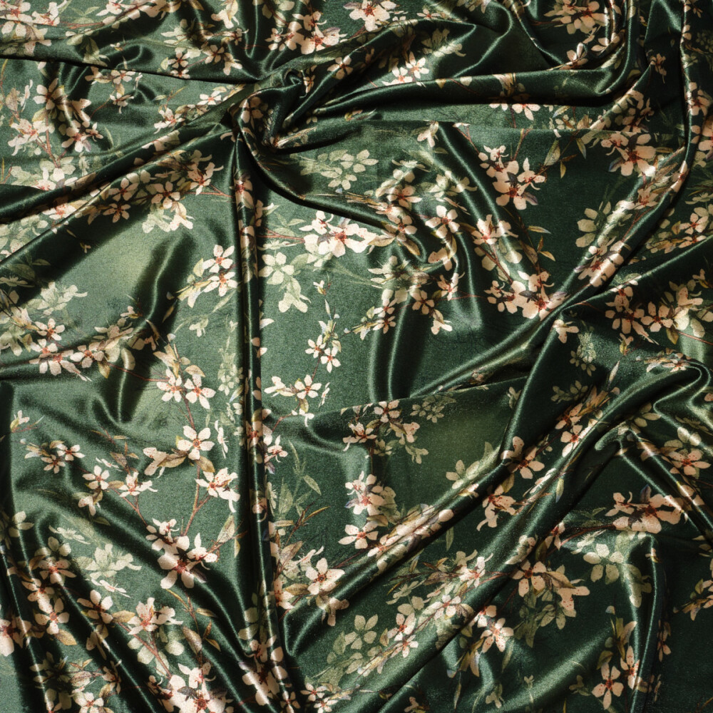 Catifea imprimata floral elastica Green