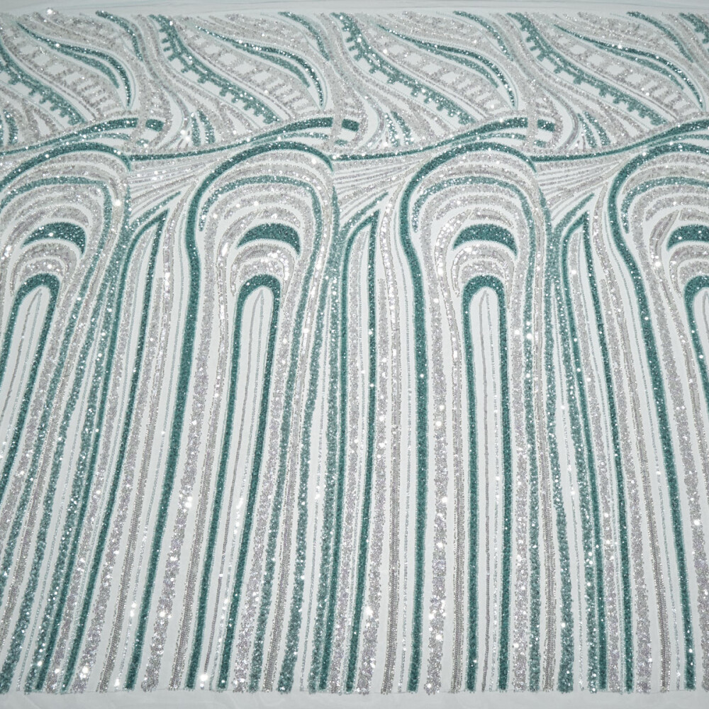Dantela accesorizata tip panou in nuante de Argintiu Aqua
