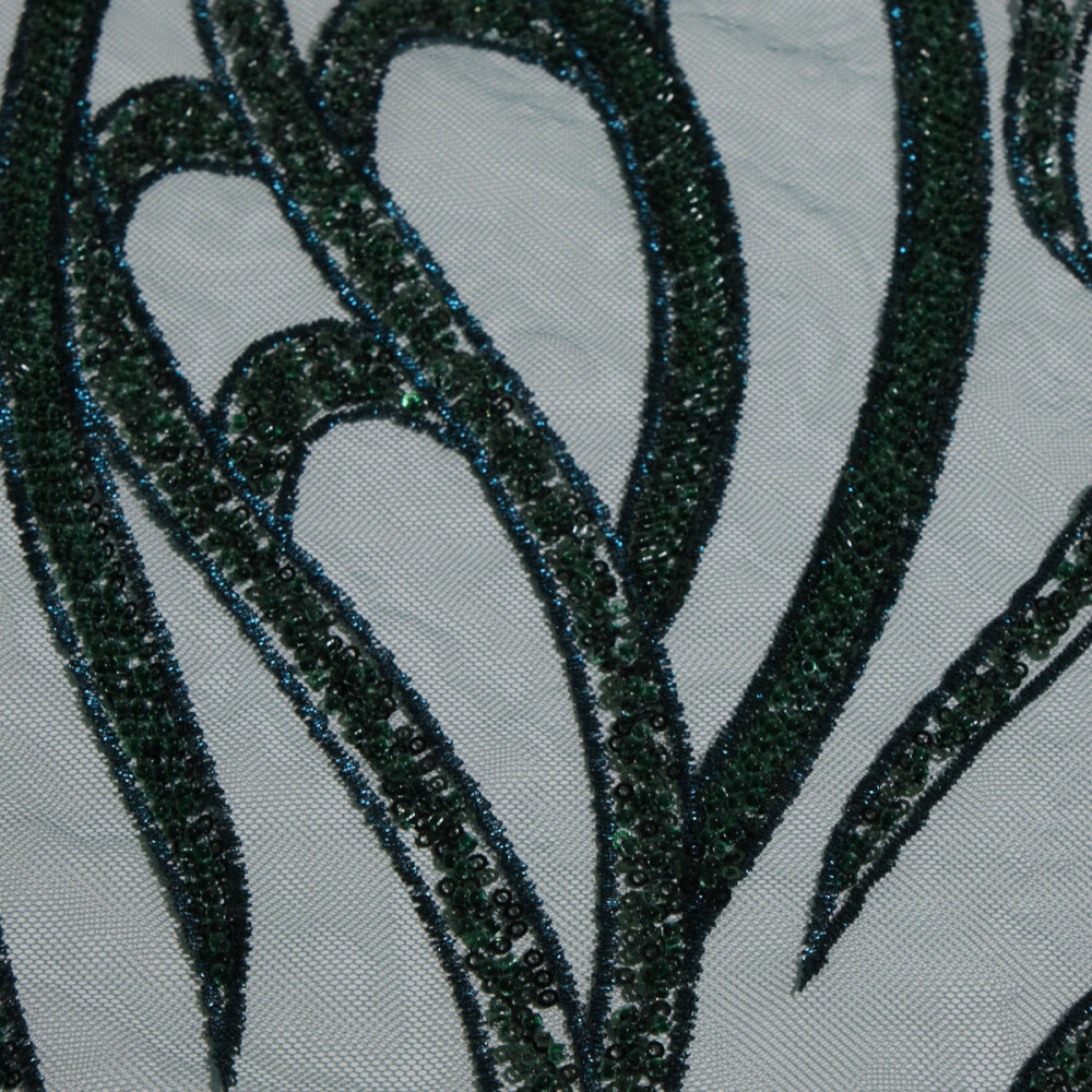 Dantela accesorizata cu model abstract Verde inchis