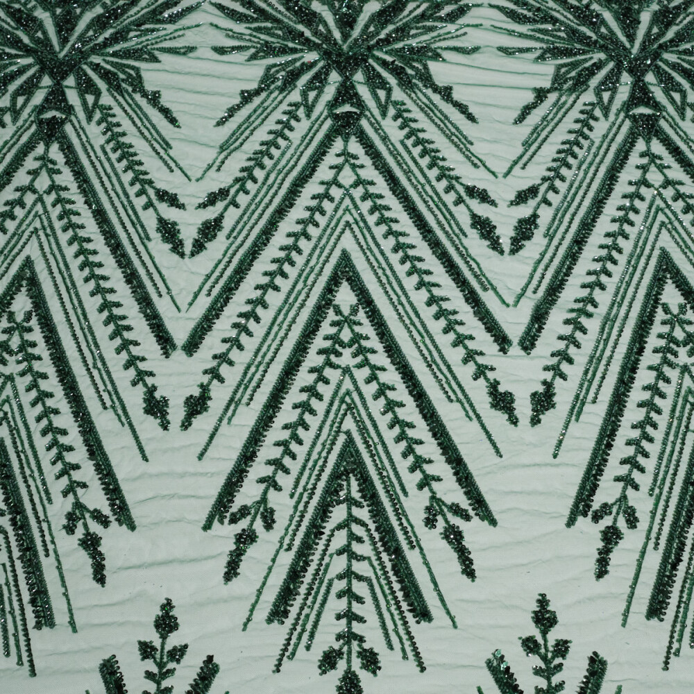 Dantela tip panouri accesorizata de culoare Verde