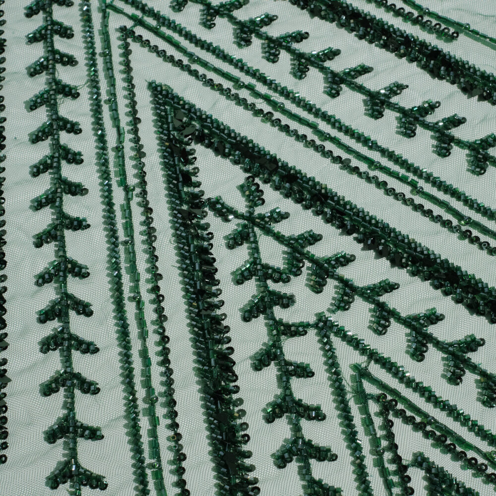 Dantela tip panouri accesorizata de culoare Verde