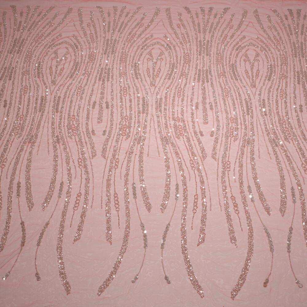 Dantela accesorizata tip panouri Argintiu-Coral