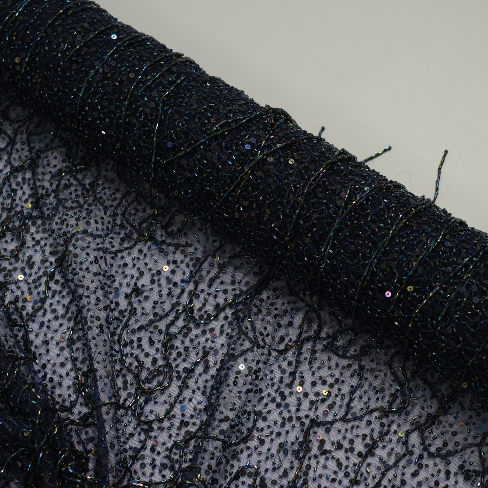 Dantela Haute Couture accesorizata manual Bleumarin