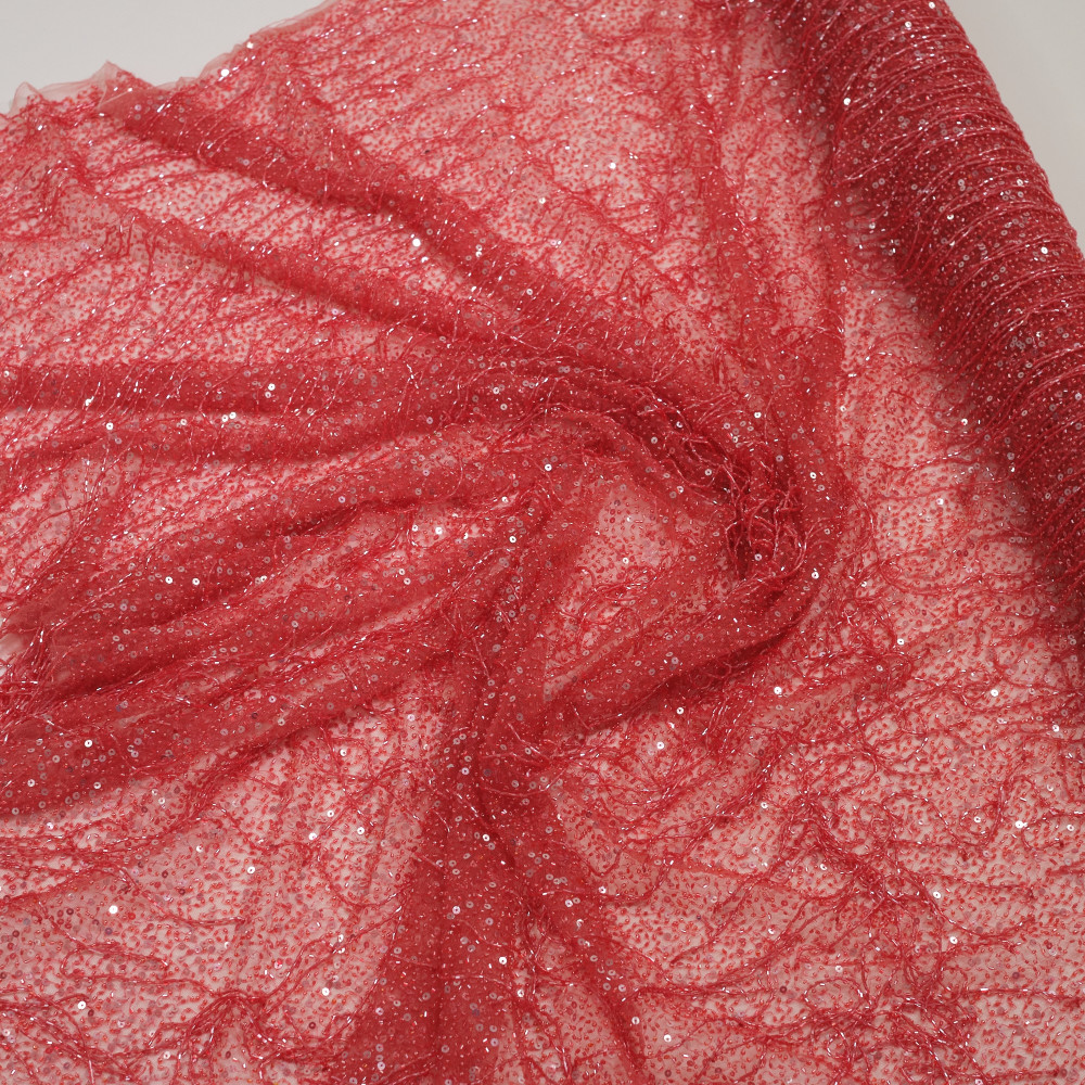 Dantela Haute Couture accesorizata manual Rosu carmin