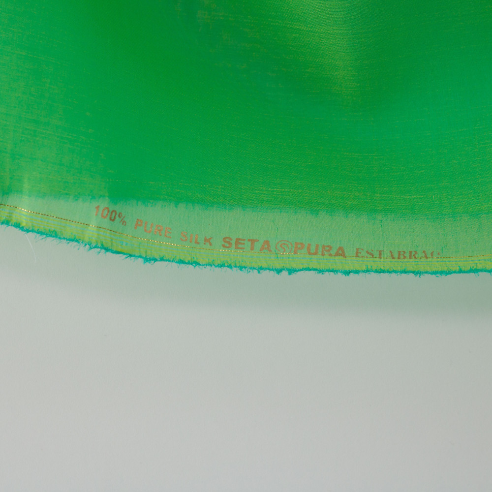 Organza de matase naturala Verde Gold