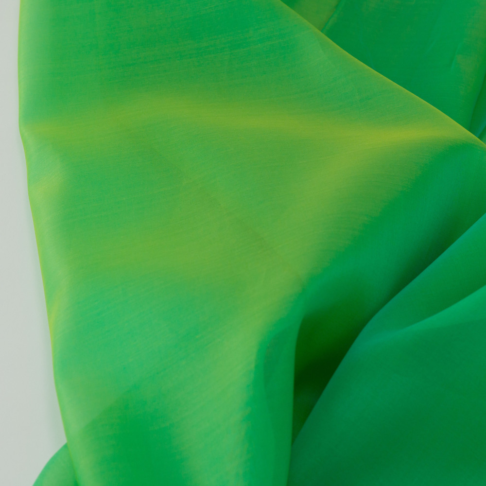 Organza de matase naturala Verde Gold