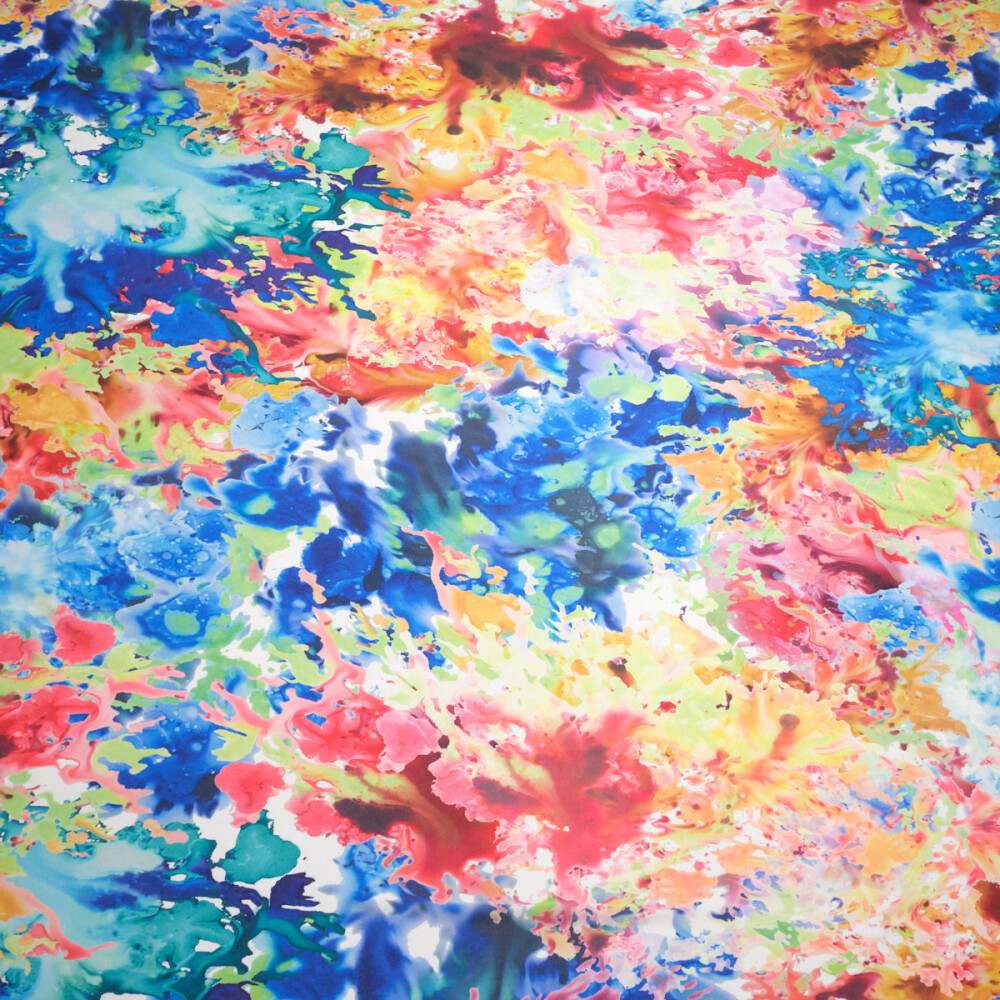 Matase imprimata digital cu motive abstracte