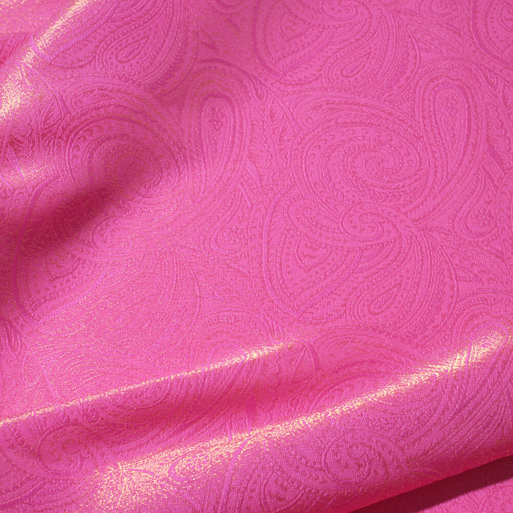 Matase naturala tip jacquard Fuchsia Auriu