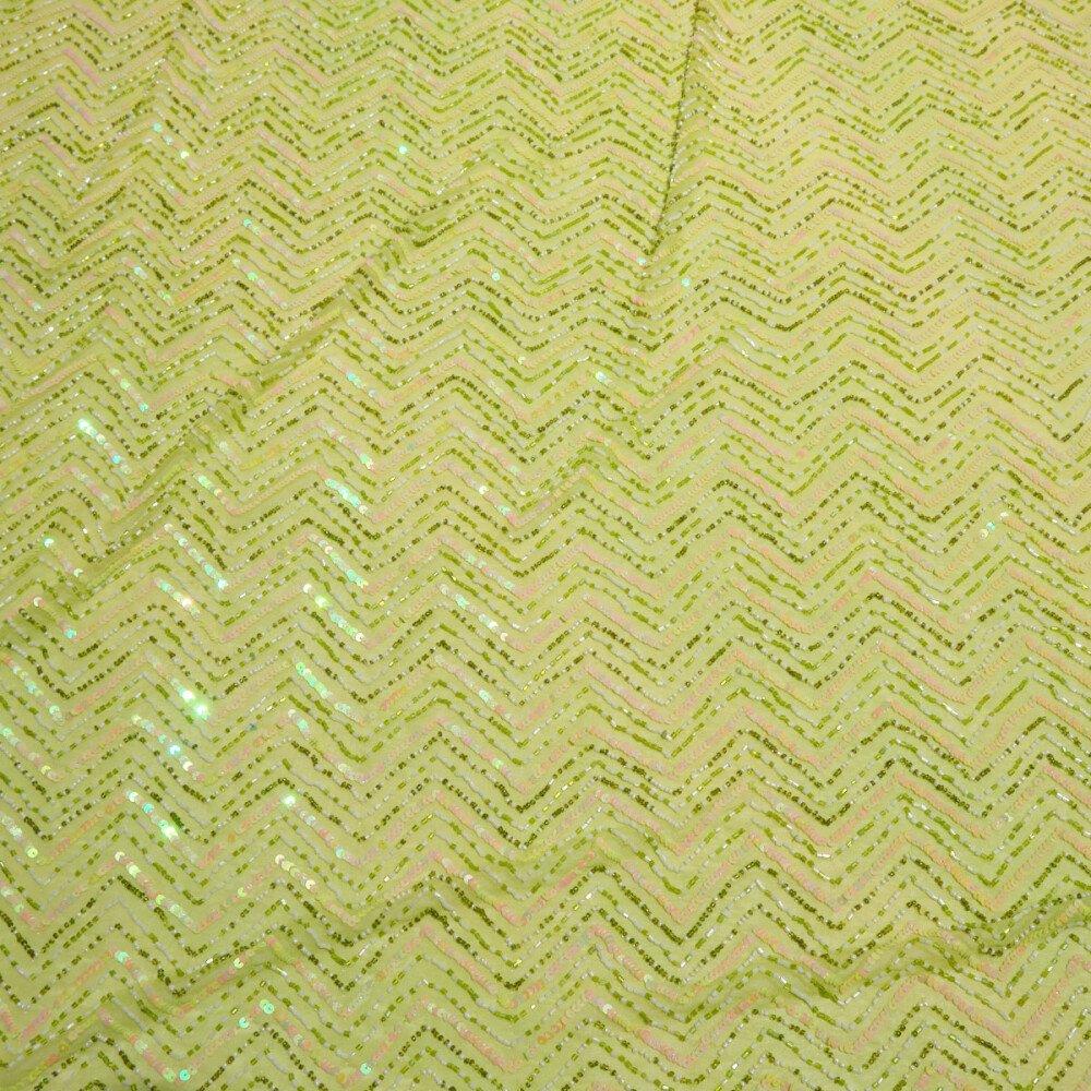 Paiete cusute pe voal de matase zig zag Verde lime
