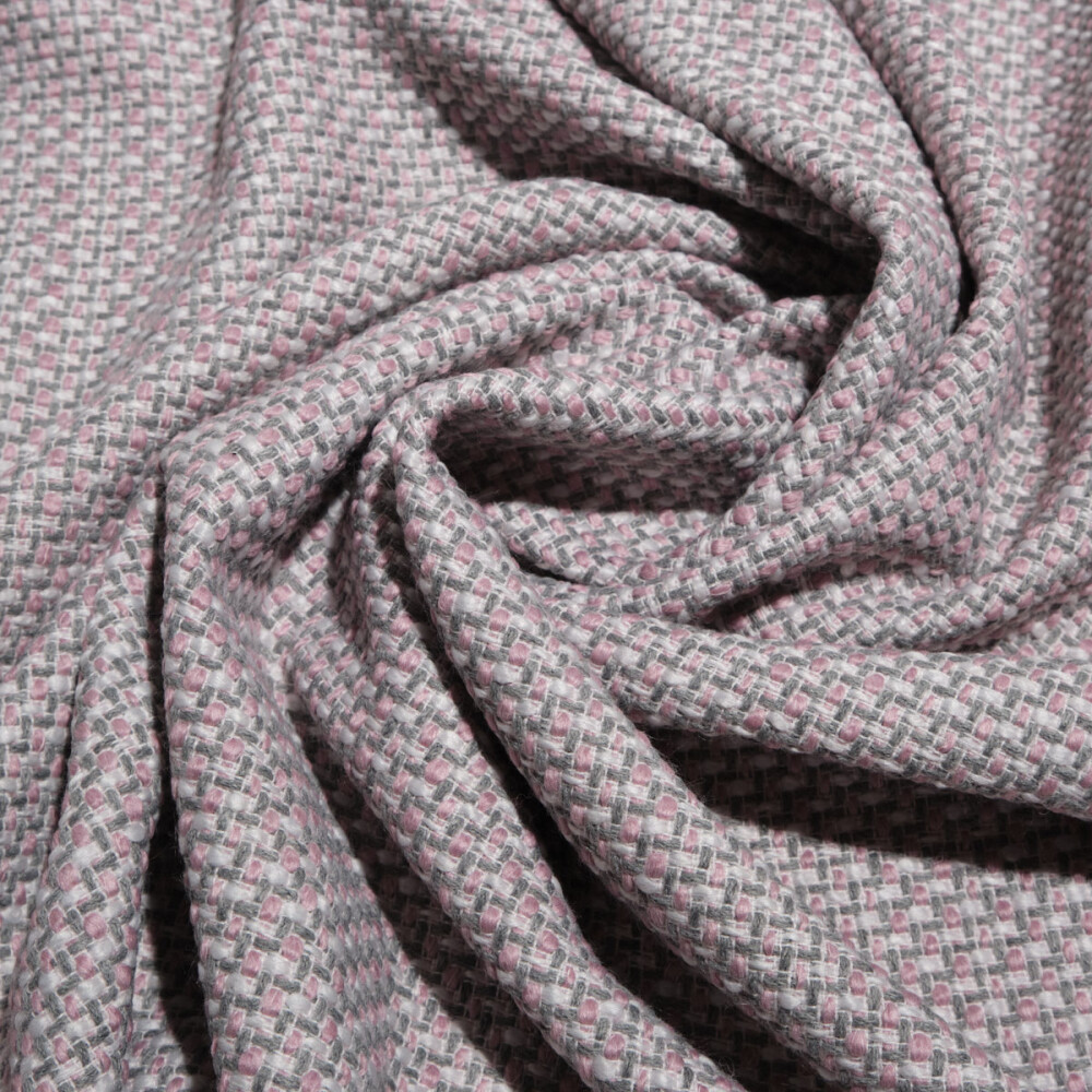 Stofa tweed pastel roz si gri 