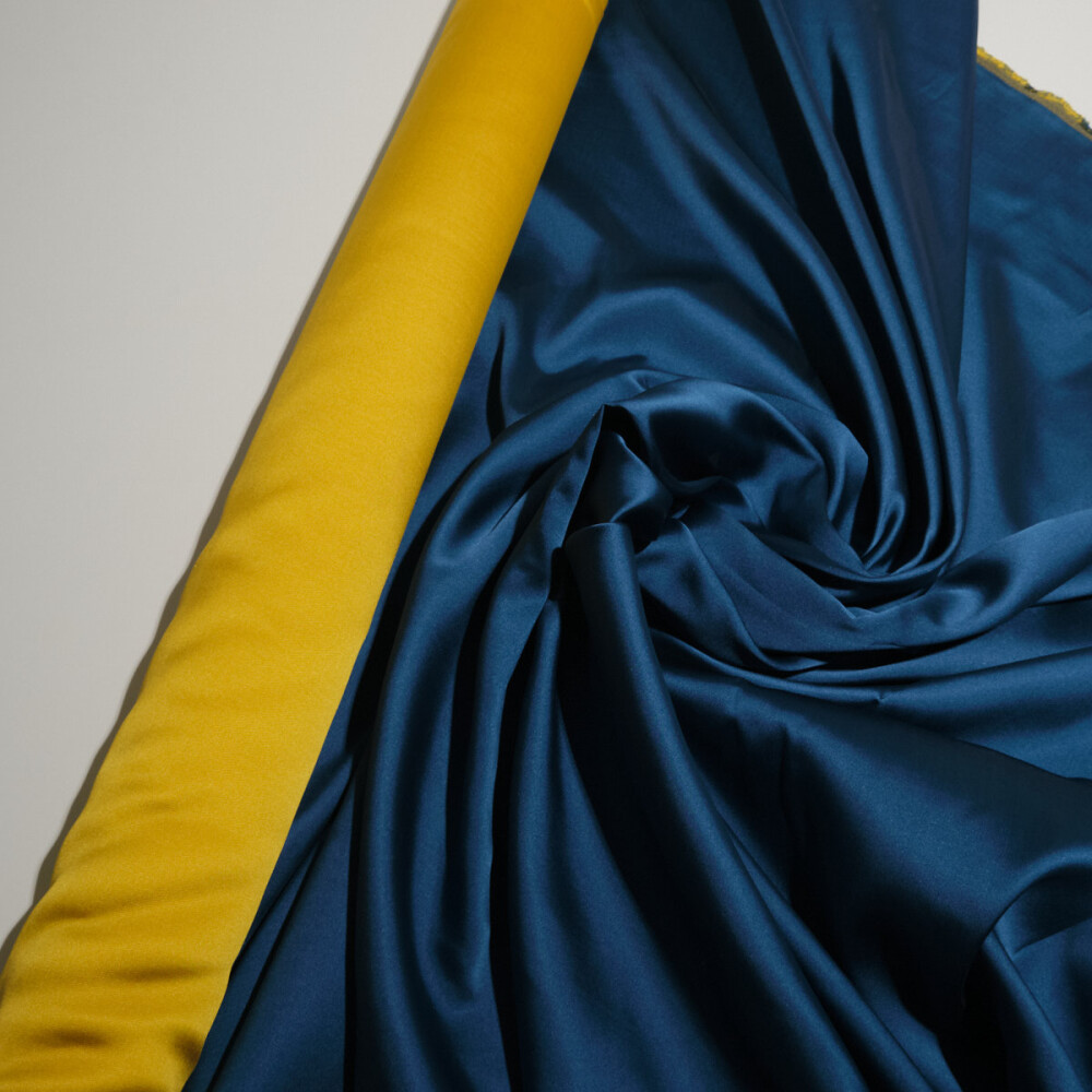 Tafta fixa cu doua fete Albastru Galben