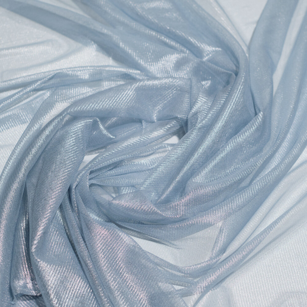 Tul de matase naturala peliculizat Silver blue