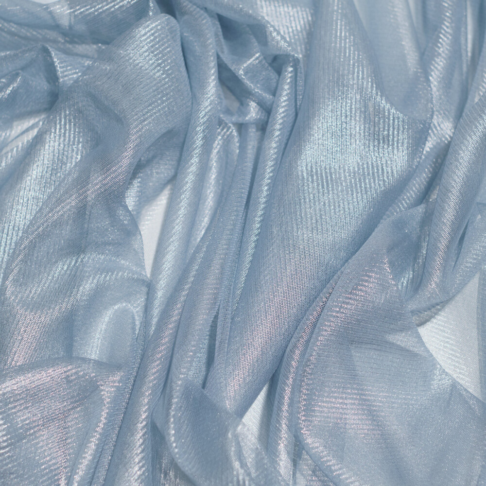 Tul de matase naturala peliculizat Silver blue