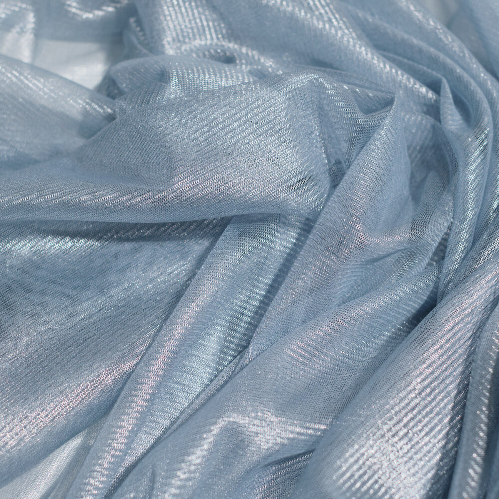Tul de matase naturala peliculizat Silver blue