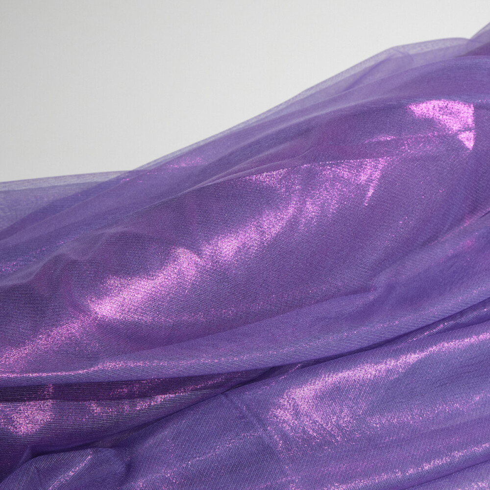 Tul de matase naturala peliculizat Iridescent Violet
