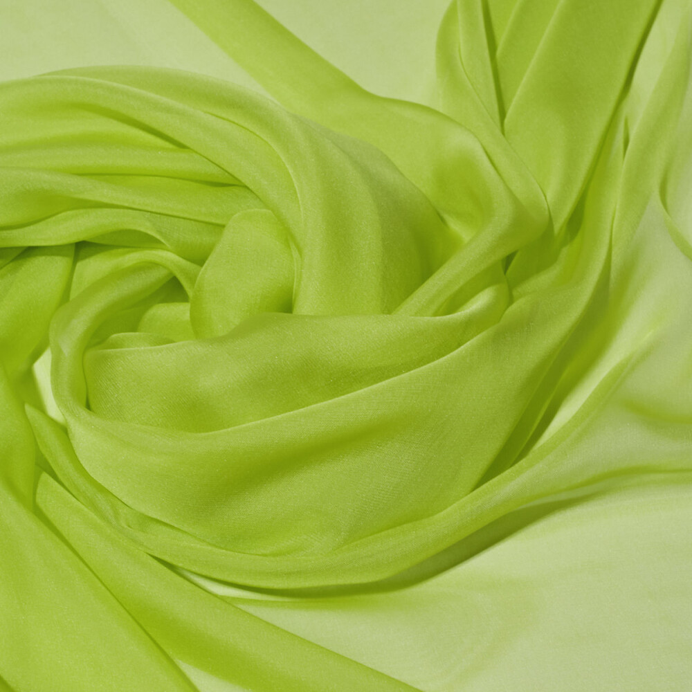 Voal de matase naturala CHIFFON Verde lime 