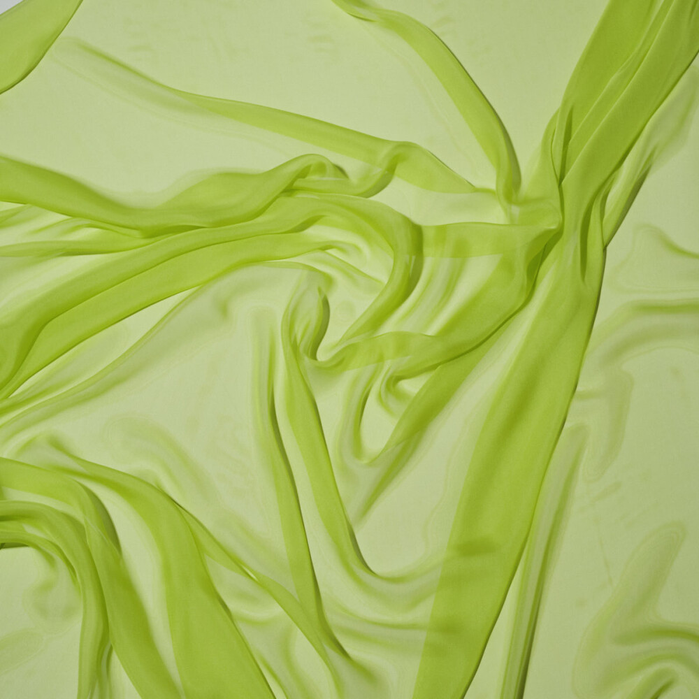 Voal de matase naturala CHIFFON Verde lime 