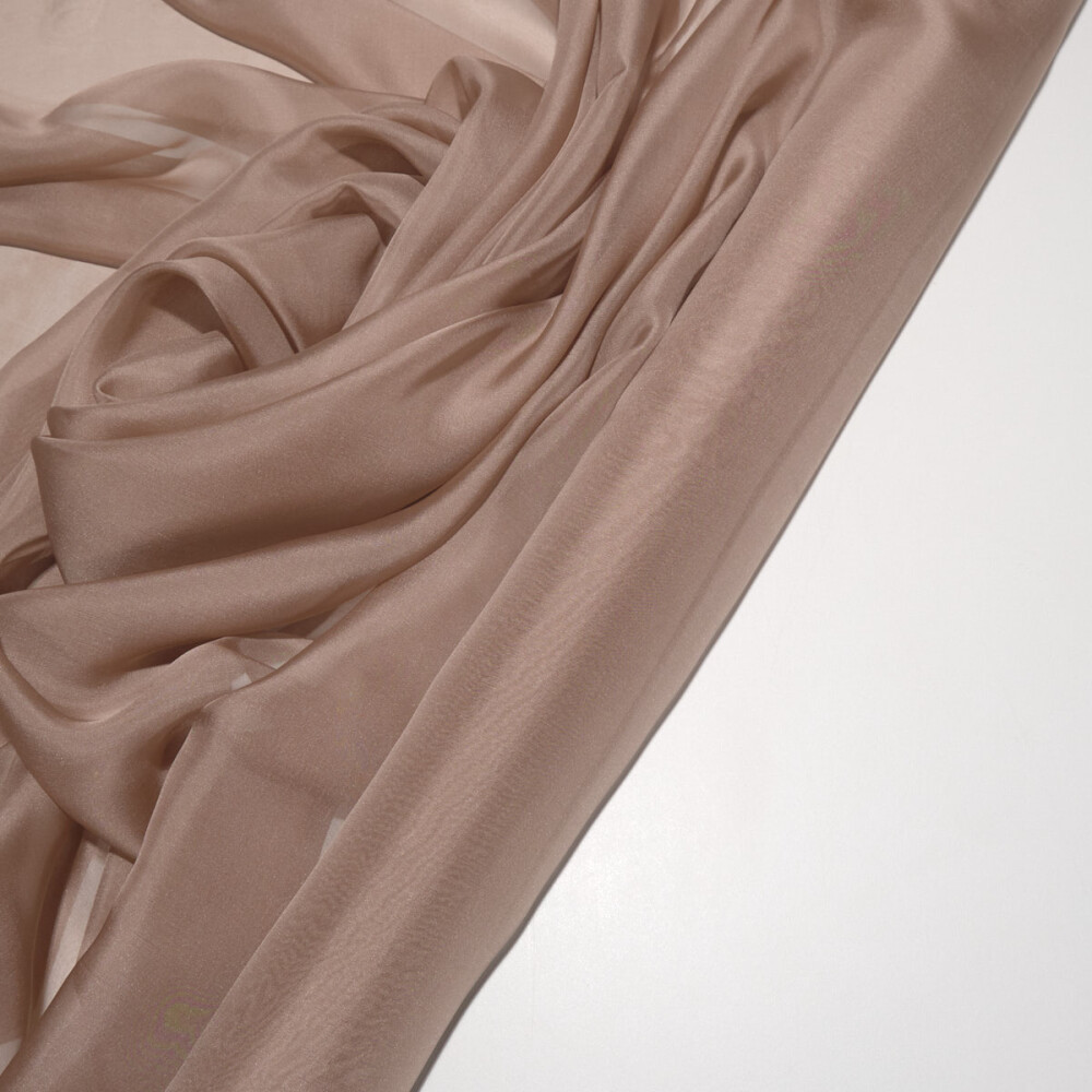 Voal de matase naturala CHIFFON Nude bronze