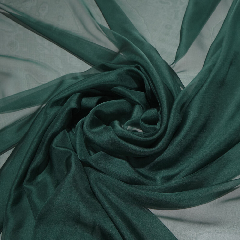 Voal de matase naturala CHIFFON Verde pin inchis