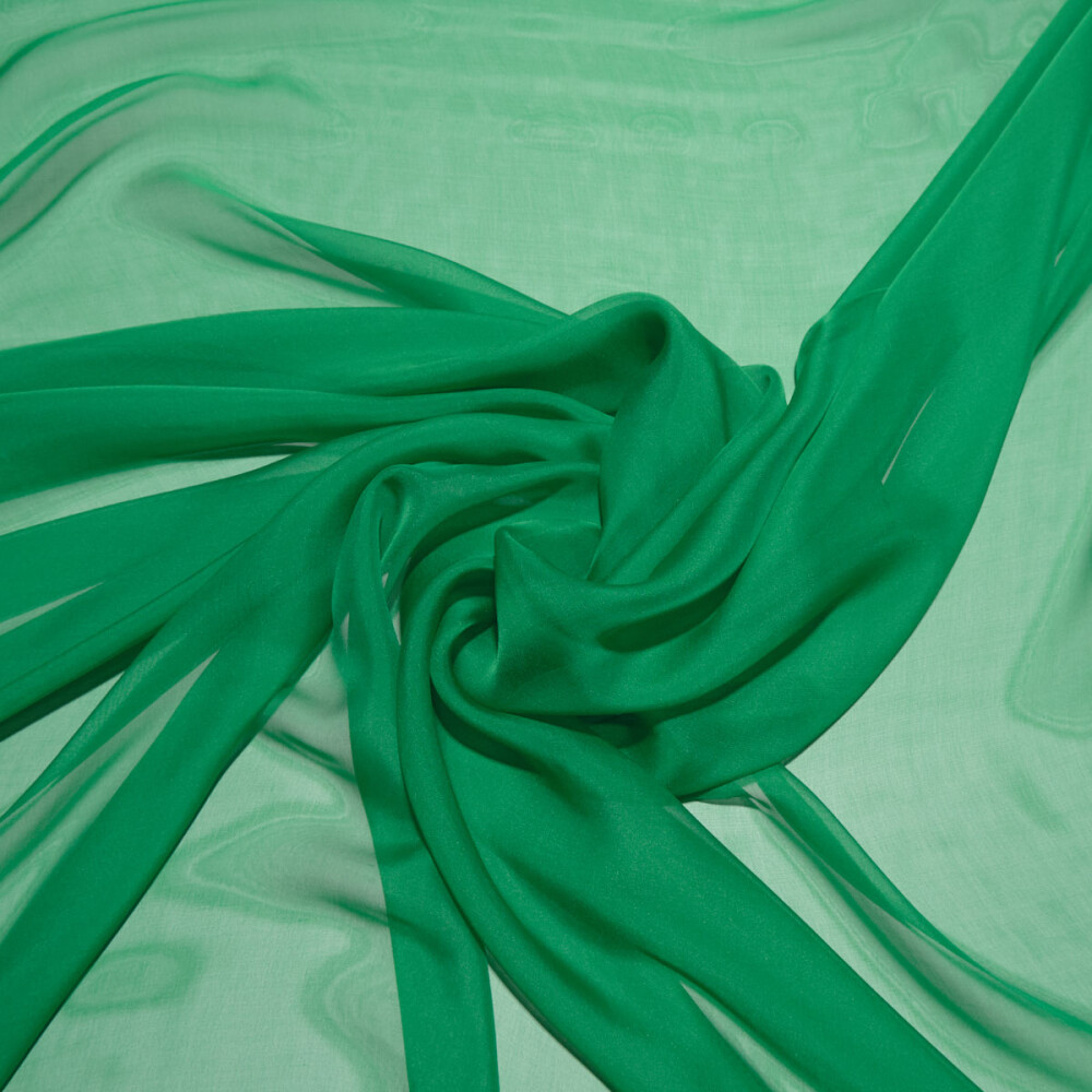 Voal de matase naturala CHIFFON Verde inchis