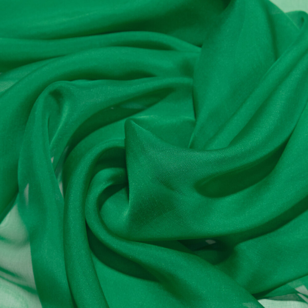 Voal de matase naturala CHIFFON Verde inchis