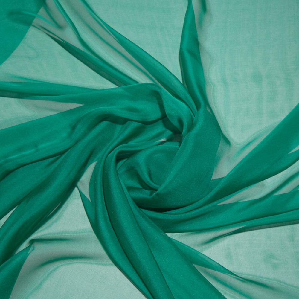 Voal de matase naturala CHIFFON Verde smarald