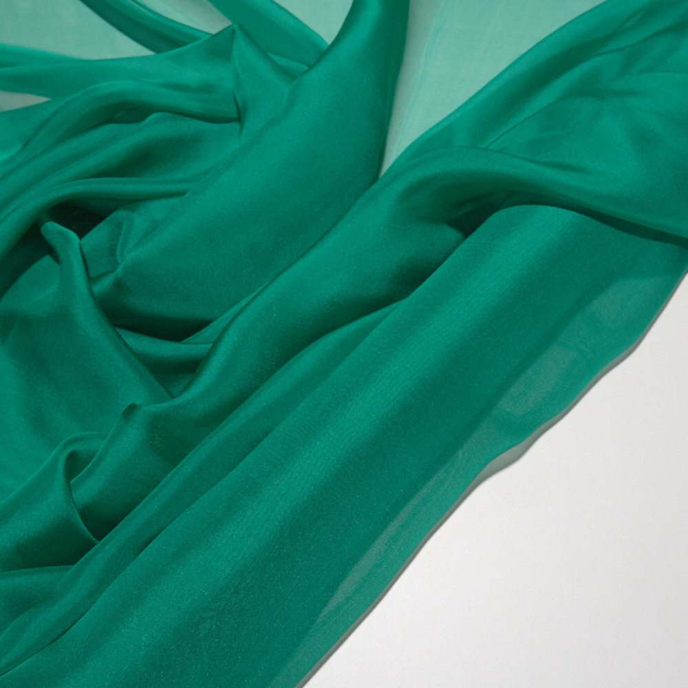 Voal de matase naturala CHIFFON Verde smarald