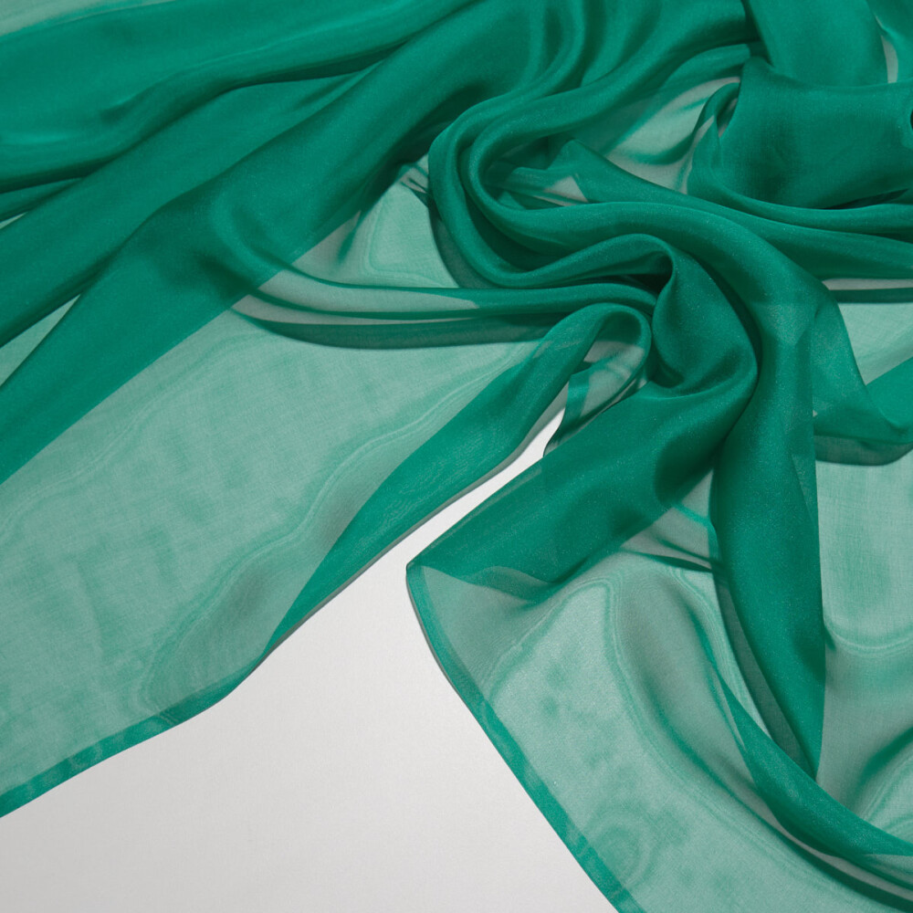 Voal de matase naturala CHIFFON Verde smarald