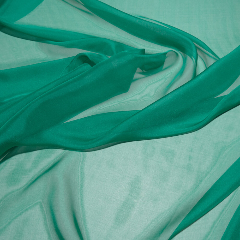 Voal de matase naturala CHIFFON Verde smarald
