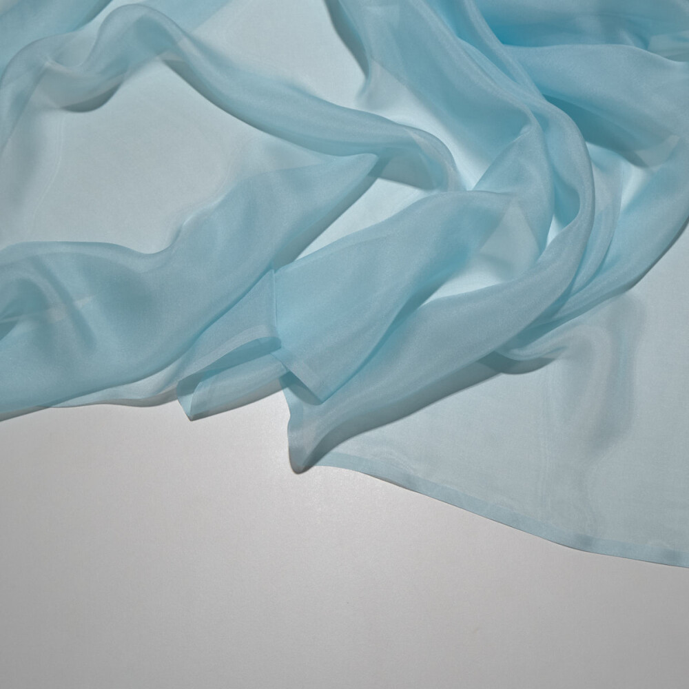 Voal de matase naturala CHIFFON Aqua