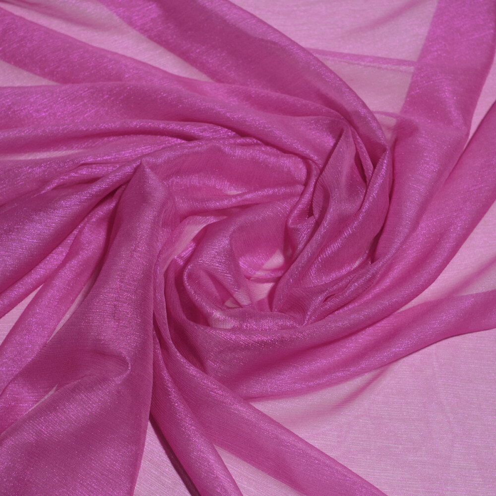 Voal de matase naturala peliculizat creponat Barbie pink 