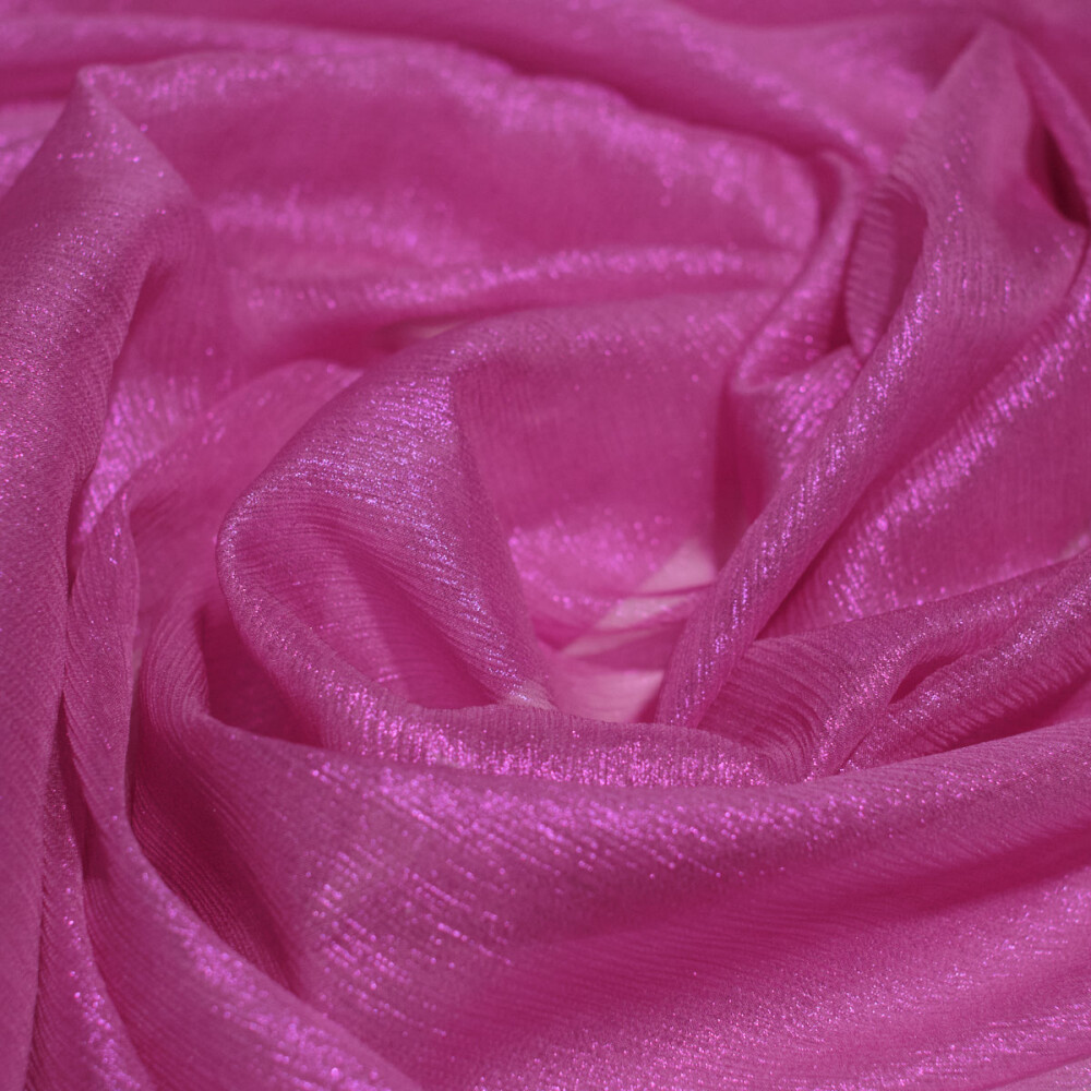 Voal de matase naturala peliculizat creponat Barbie pink 