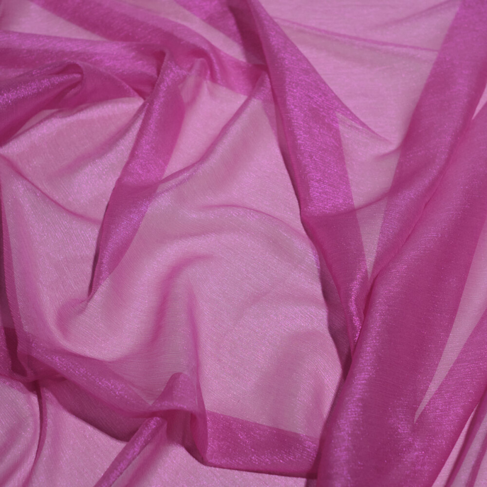 Voal de matase naturala peliculizat creponat Barbie pink 