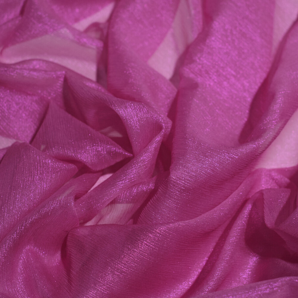 Voal de matase naturala peliculizat creponat Barbie pink 