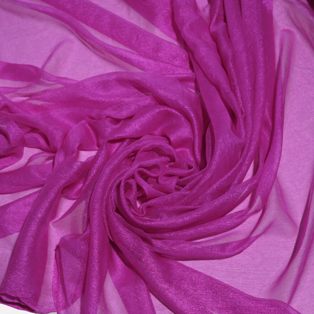 Voal de matase naturala peliculizat creponat Fuchsia raspberry 