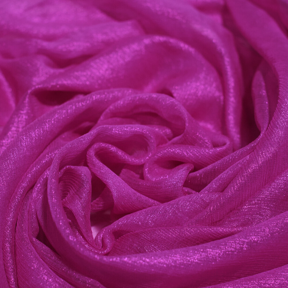 Voal de matase naturala peliculizat creponat Fuchsia raspberry 