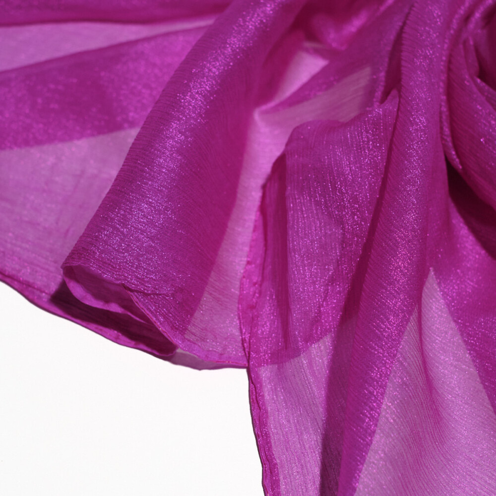 Voal de matase naturala peliculizat creponat Fuchsia raspberry 
