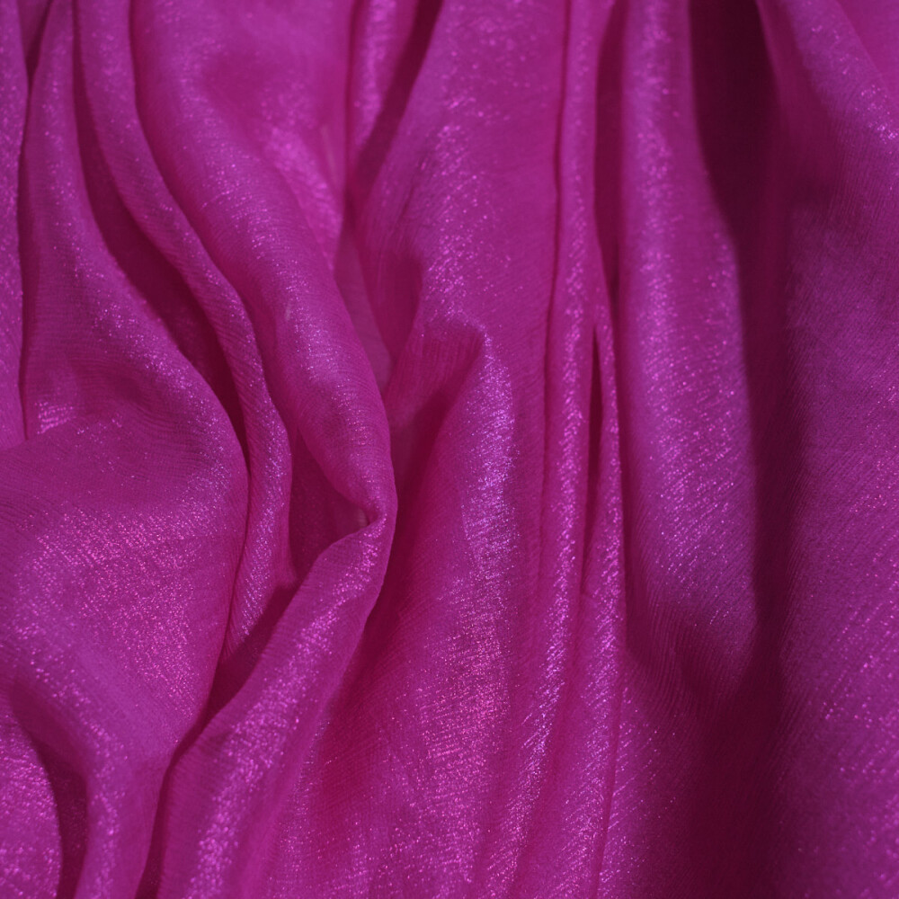Voal de matase naturala peliculizat creponat Fuchsia raspberry 