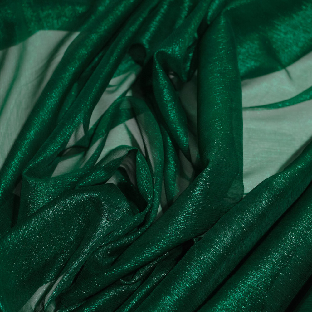 Voal de matase naturala peliculizat creponat Verde 