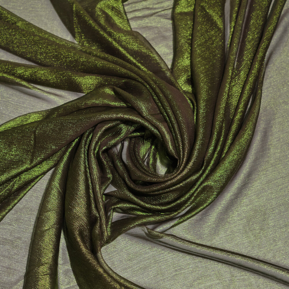 Voal de matase naturala peliculizat creponat Green goddess 