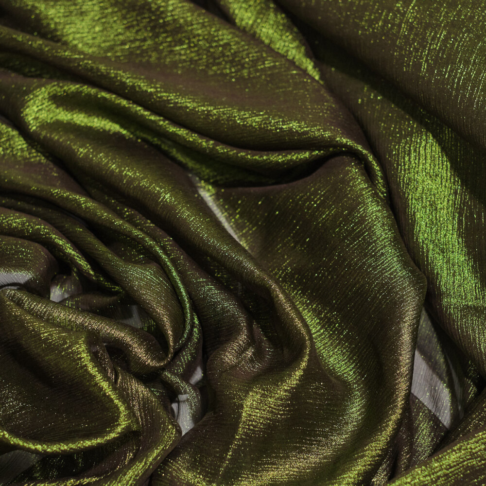Voal de matase naturala peliculizat creponat Green goddess 