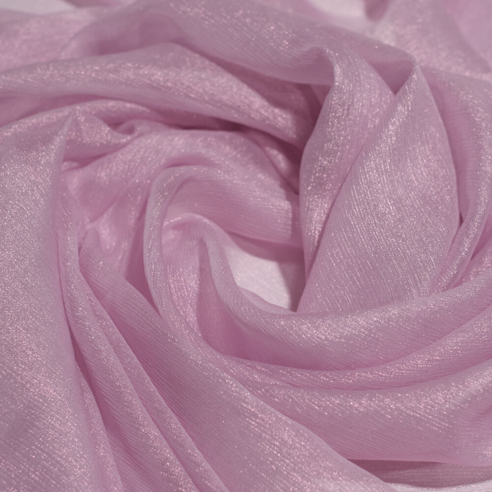 Voal de matase naturala peliculizat creponat Light pink 