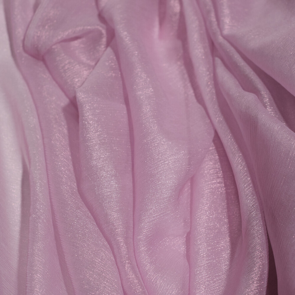 Voal de matase naturala peliculizat creponat Light pink 