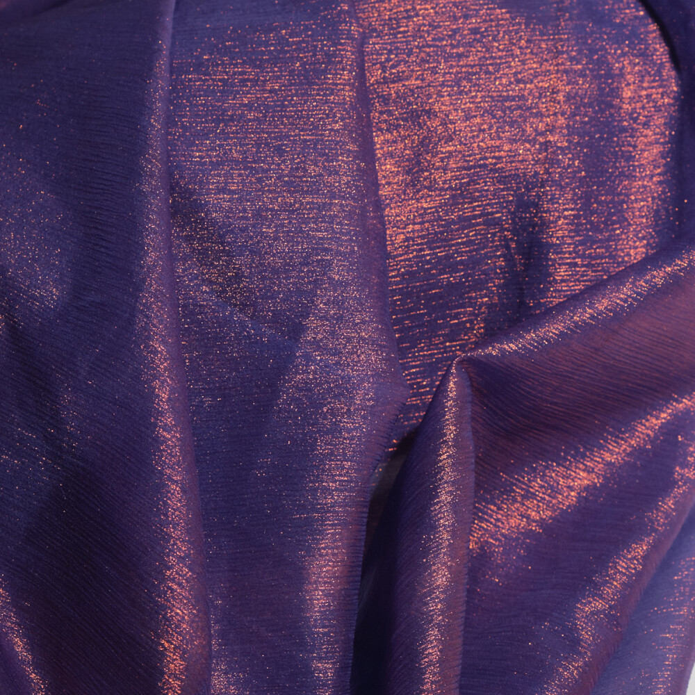 Voal de matase naturala peliculizat creponat Violet Iridescent