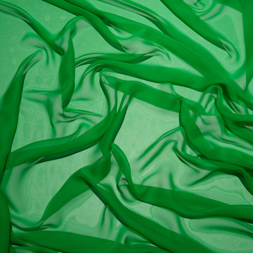 Voal de matase naturala Georgette Verde 
