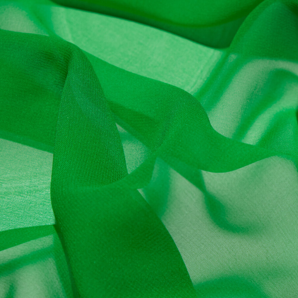 Voal de matase naturala Georgette Verde 