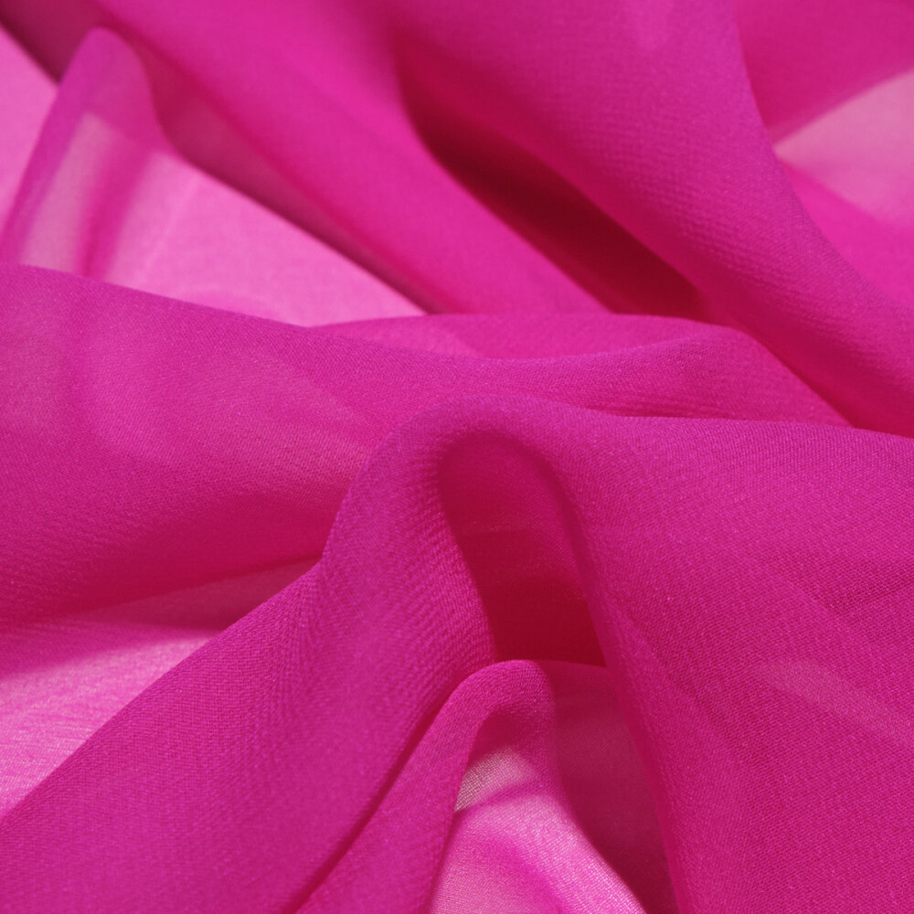 Voal de matase naturala Georgette Fuchsia