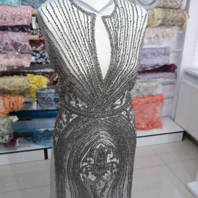 Aplicatie rochie lunga Gri Titan 