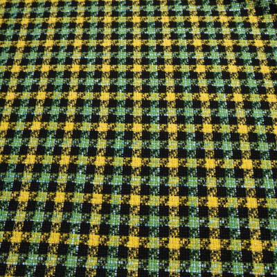 Stofa carouri galben verde cu accente negre – tip tweed