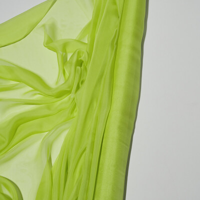 Voal de matase naturala CHIFFON Verde lime 